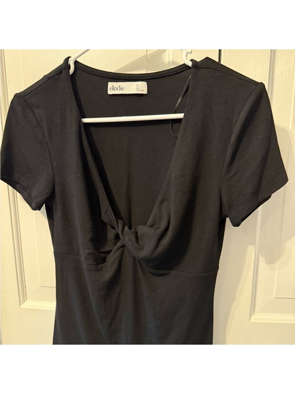 Elodie Black Tie Front Fitted Top